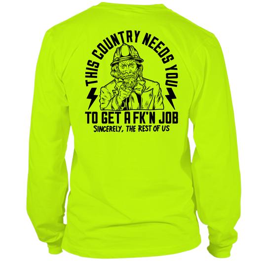 Your Country Needs You - Long Sleeve Safety Yellow Hi - Vis - Armed American Supply
