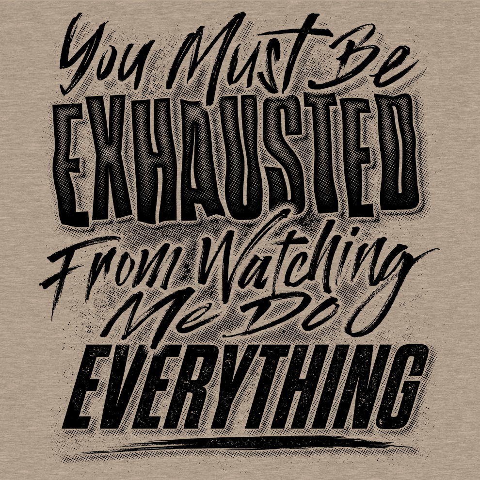 Exhausted - Safety Yellow T-Shirt - Armed American Supply