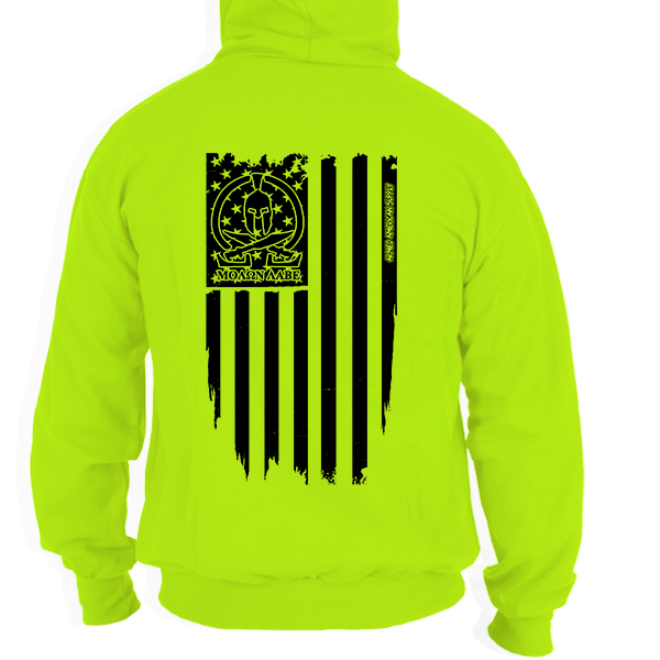 Molon Labe Ghost Flag - Hi-Vis Hoodie