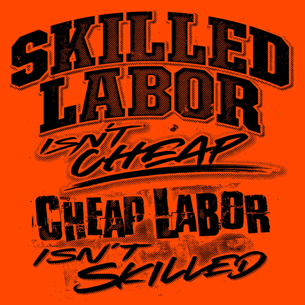 Skilled Labor - Safety Yellow Pocket T-Shirt - Armed American Supply