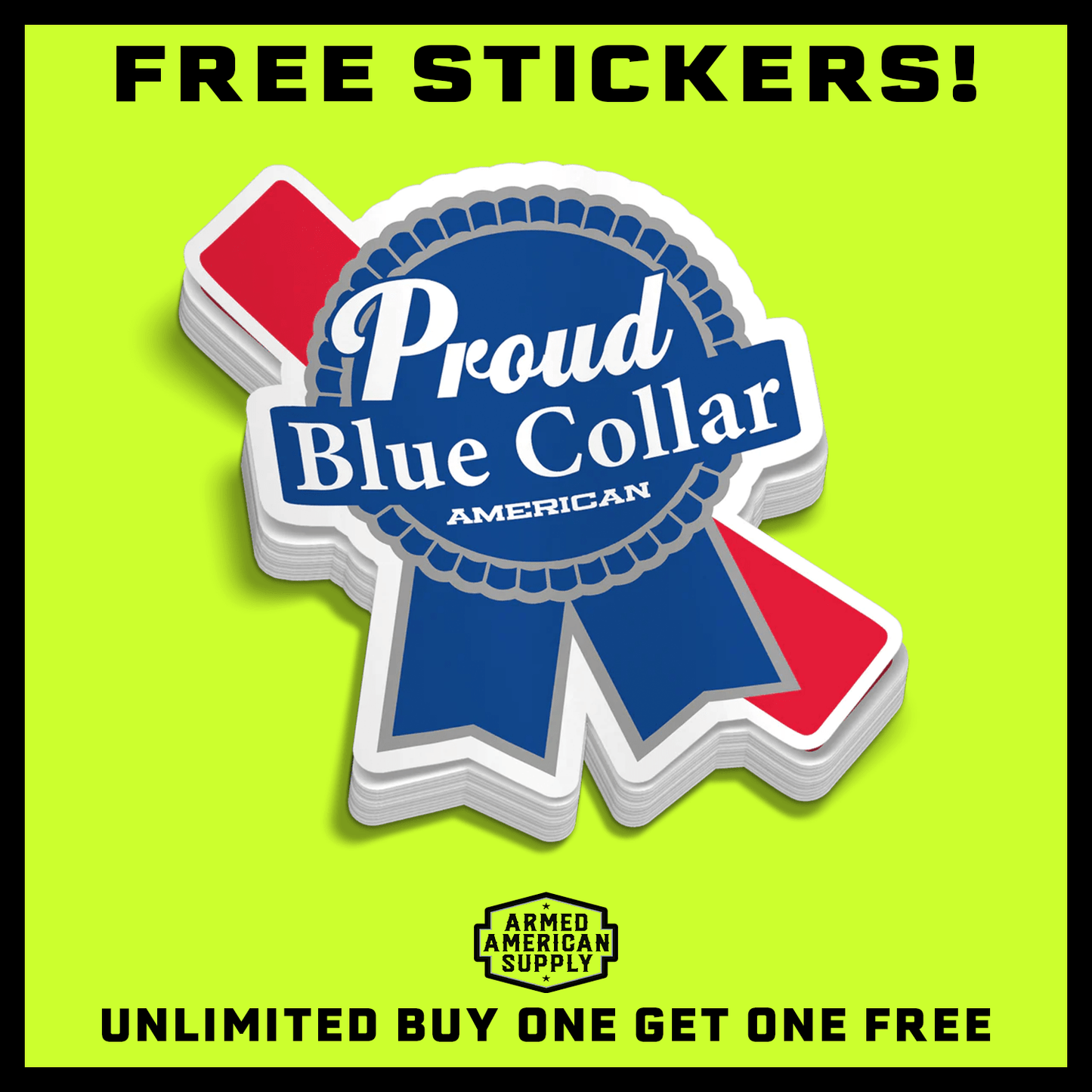 Proud Blue Collar Hard Hat Decal - Armed American Supply
