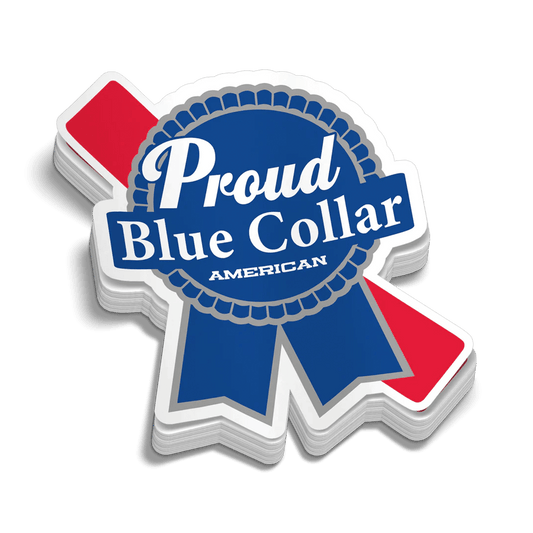 Proud Blue Collar Hard Hat Decal - Armed American Supply