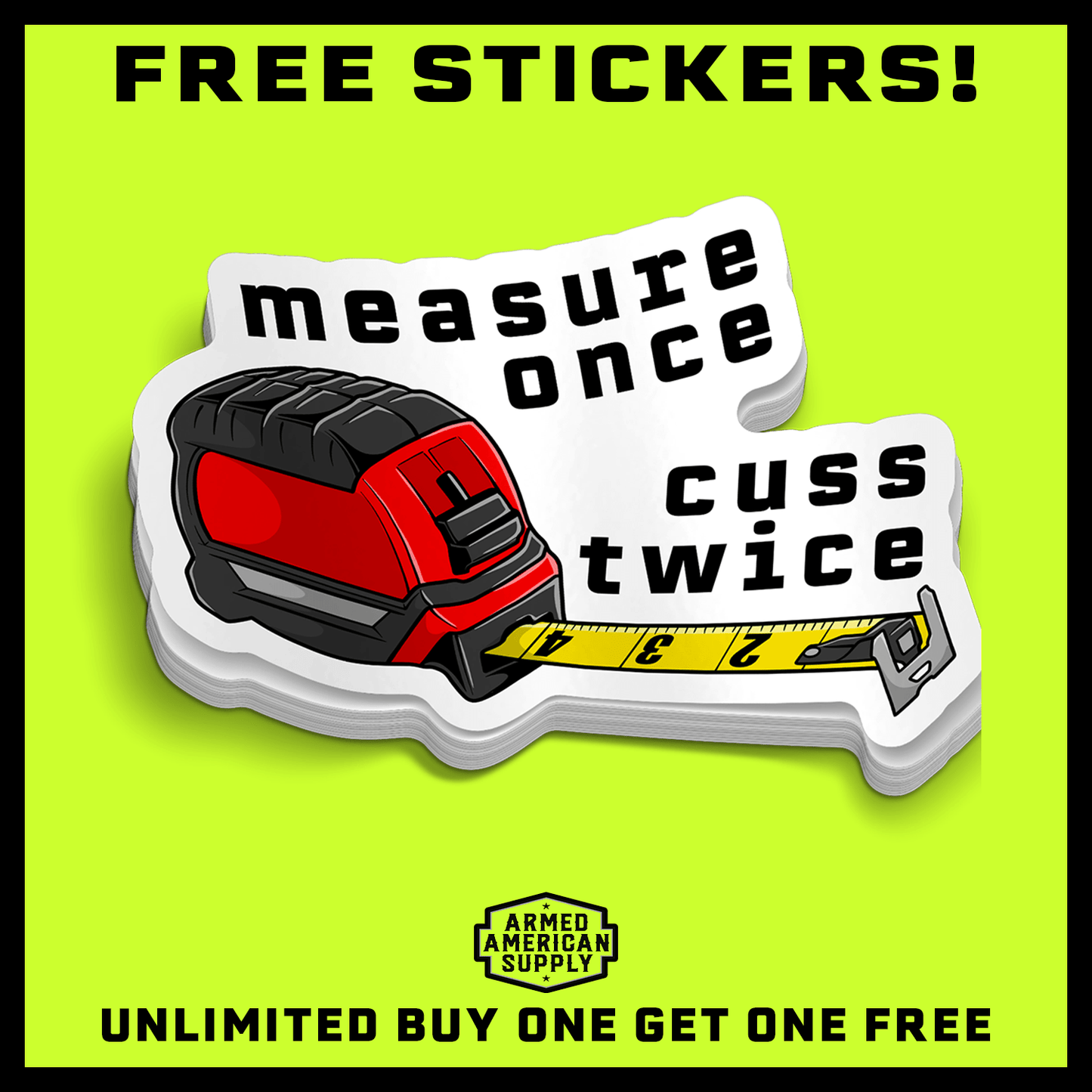 Cuss Twice - Hard Hat Decal - Armed American Supply