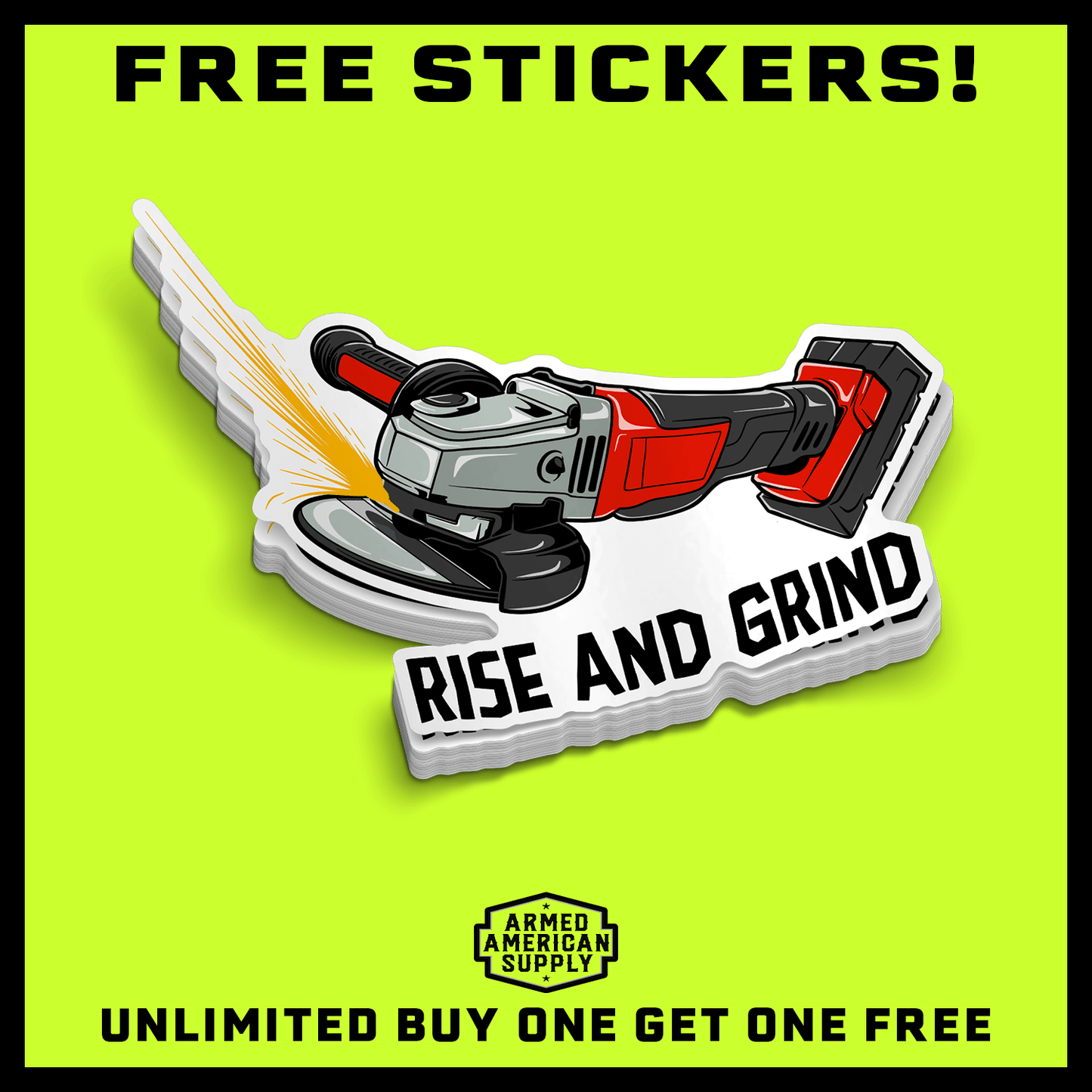 Rise and Grind - Hard Hat Decal - Armed American Supply
