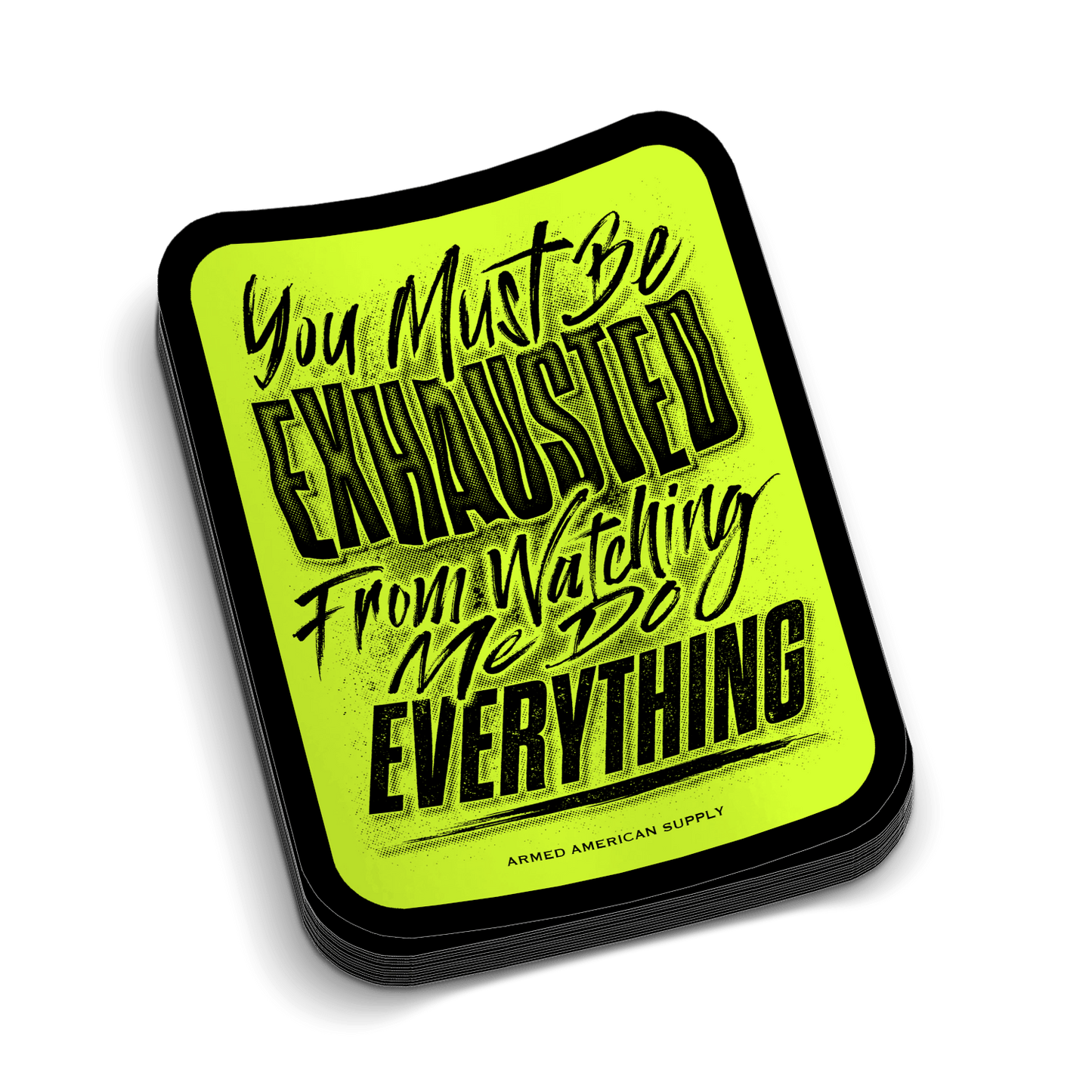 Exhausted - Hard Hat Decal - Armed American Supply