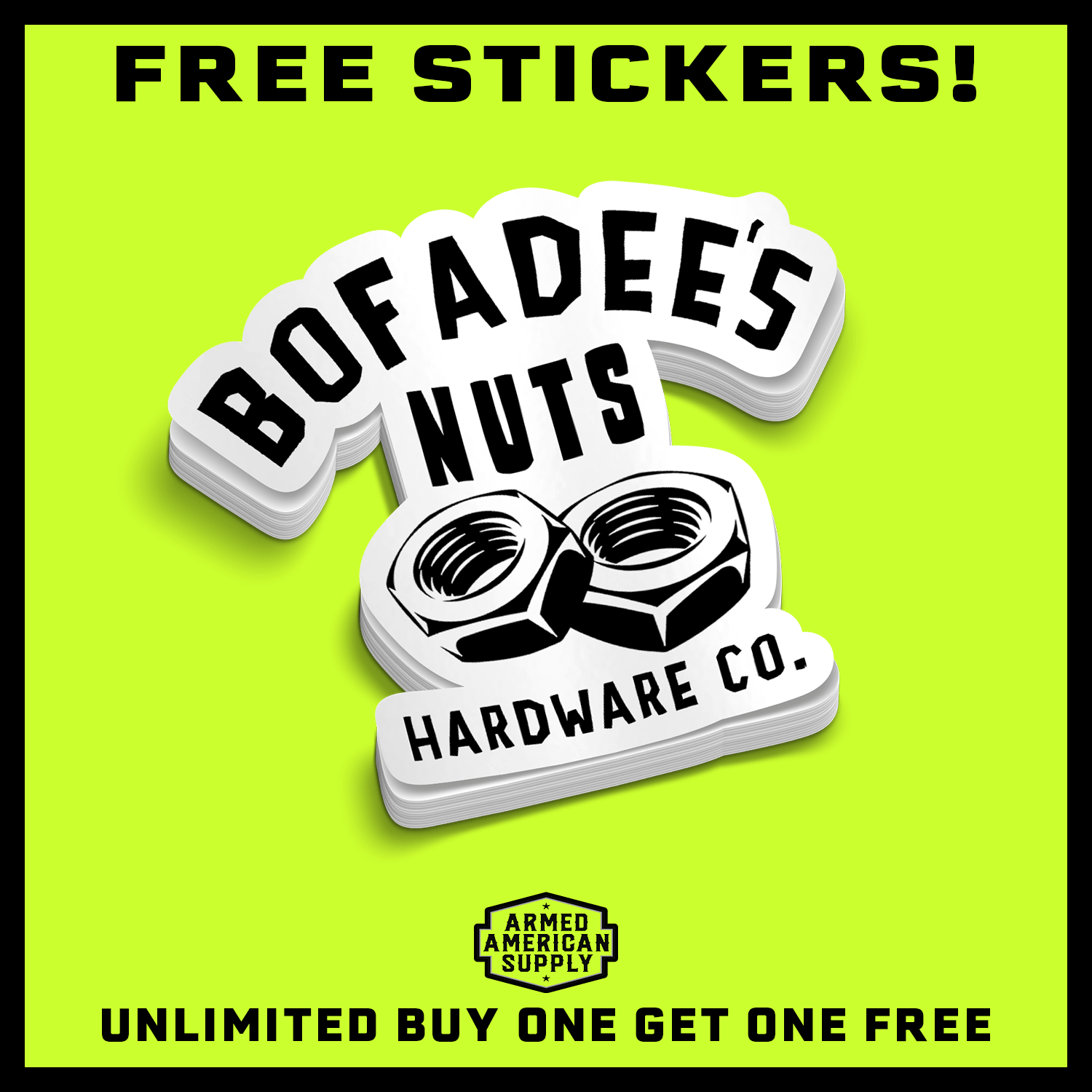 Bofadee's Hard Hat Decal - Armed American Supply