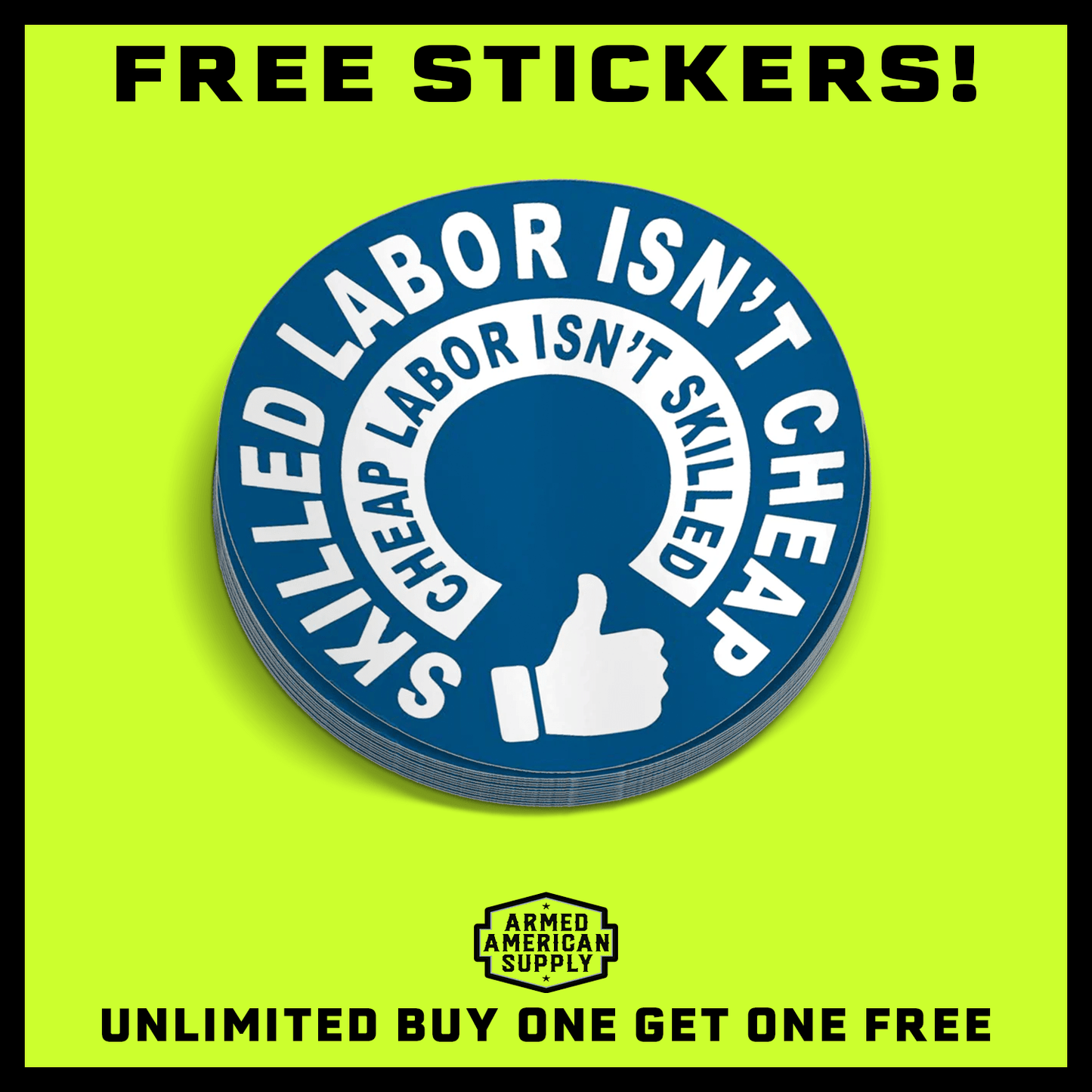 Skilled Labor Hard Hat Decal - Armed American Supply