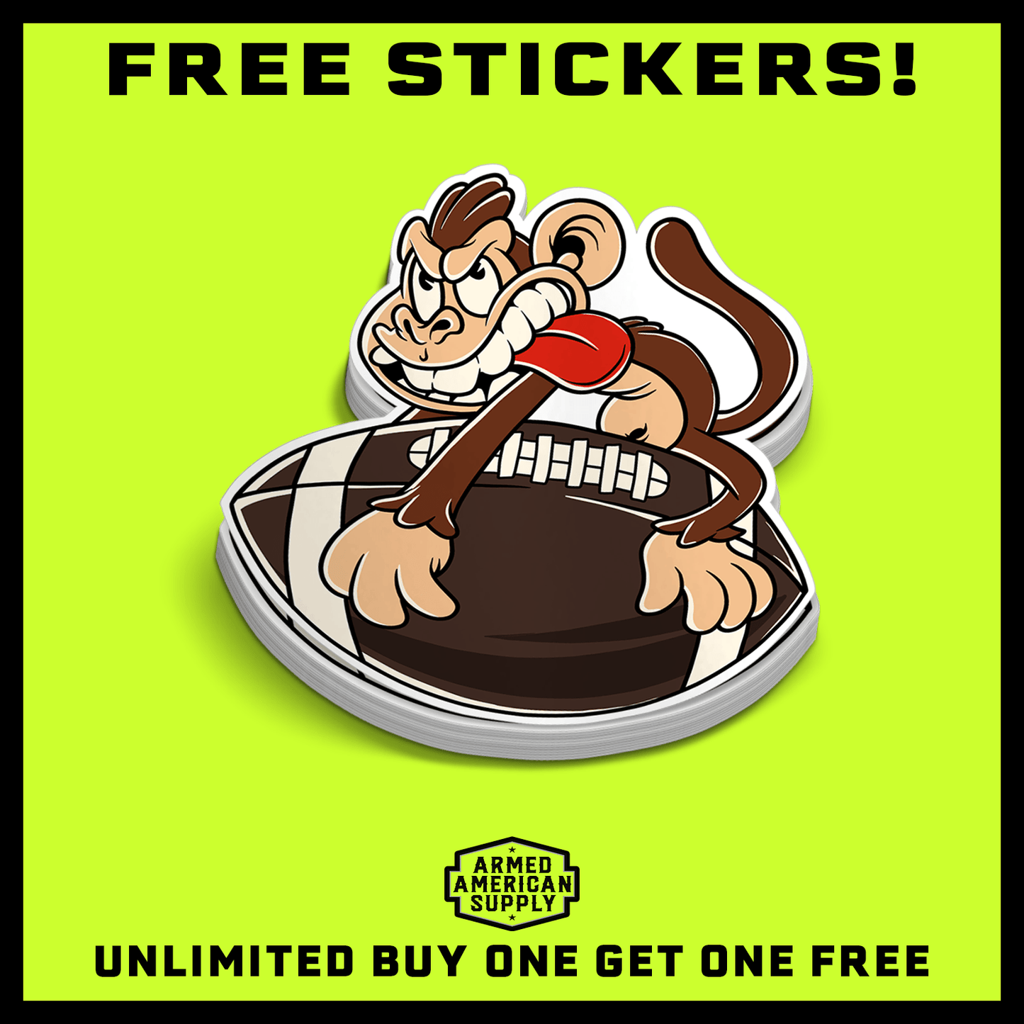Monkey Football Hard Hat Decal - Armed American Supply