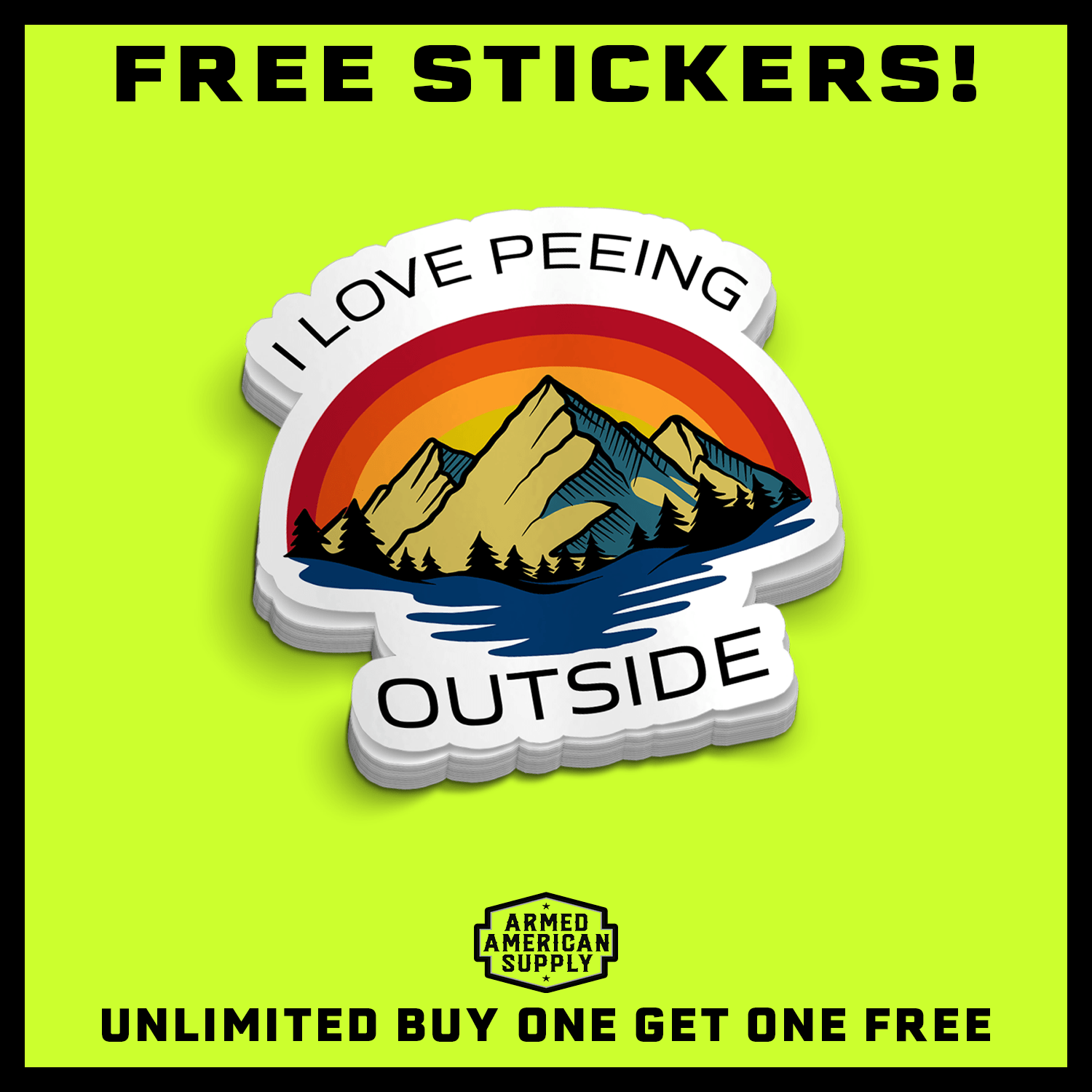 Peeing Outside Hard Hat Decal - Armed American Supply