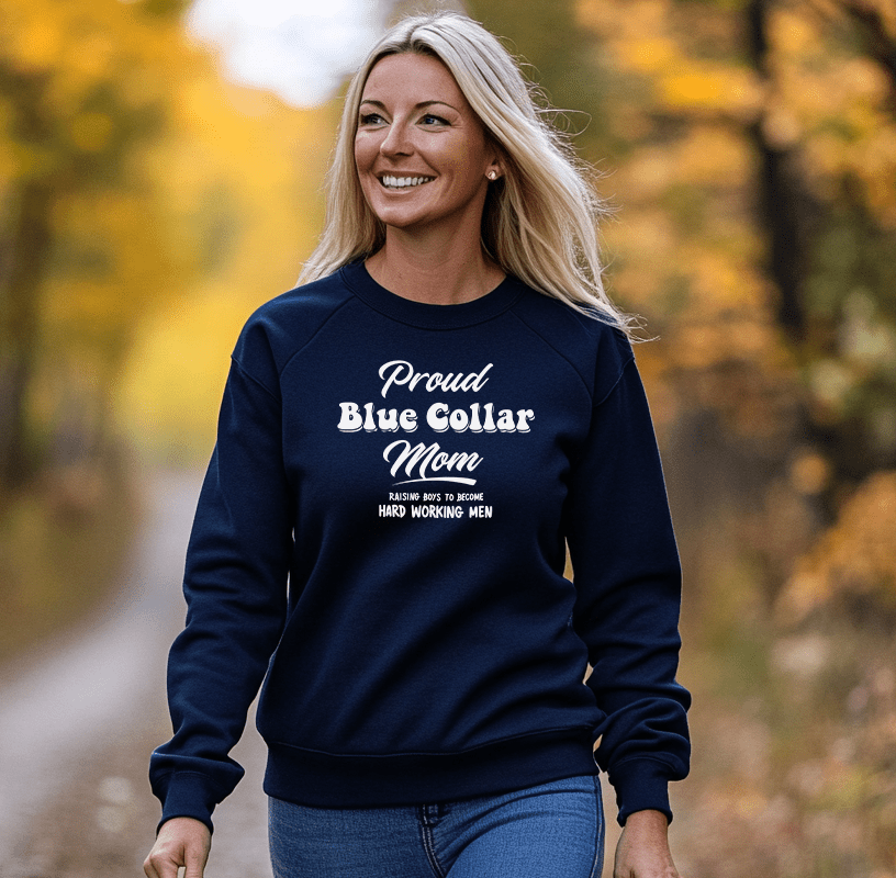 Proud Blue Collar Mom - Crew Sweatshirt - Navy - Armed American Supply