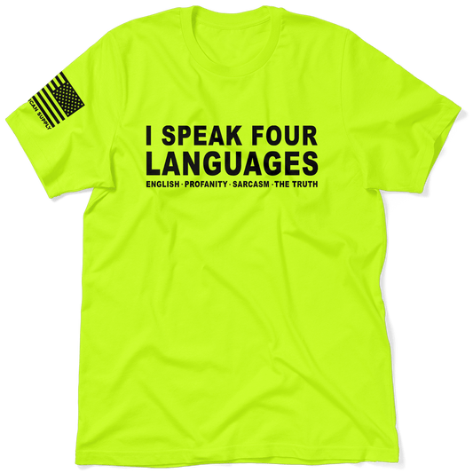 Four Languages - Safety Yellow Hi - Vis T-Shirt - Armed American Supply
