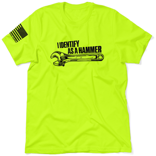 Identify As A Hammer - Safety Yellow T-Shirt - Armed American Supply