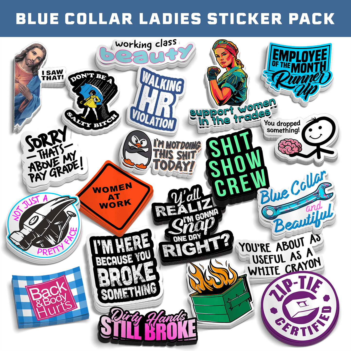 Ladies Blue Collar Sticker Pack - Armed American Supply