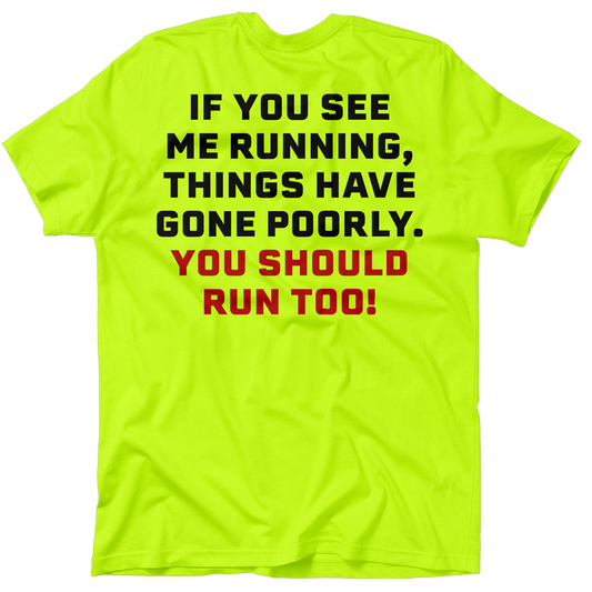 Run - Safety Yellow Pocket T-Shirt - Armed American Supply
