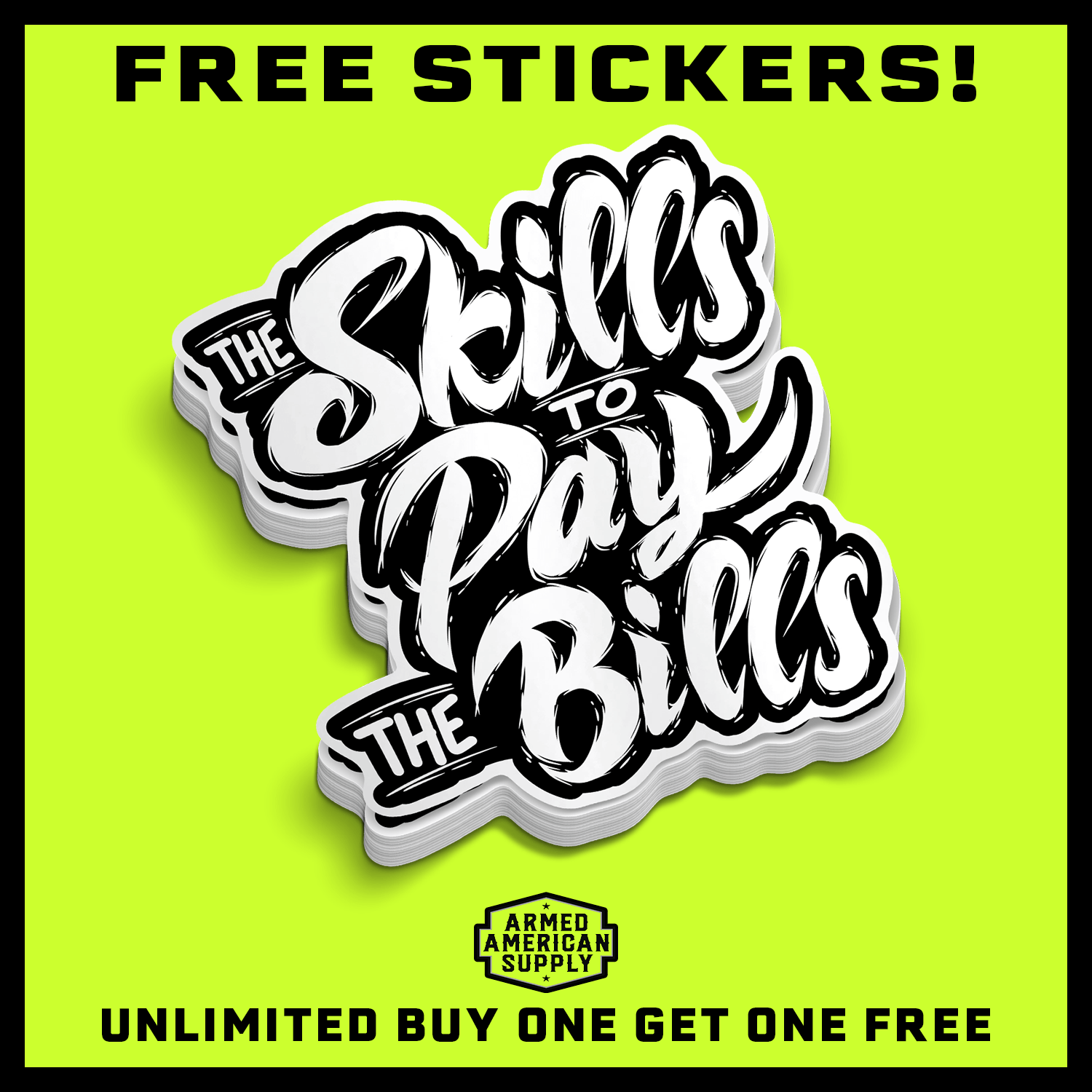 Skills - Hard Hat Sticker - Armed American Supply