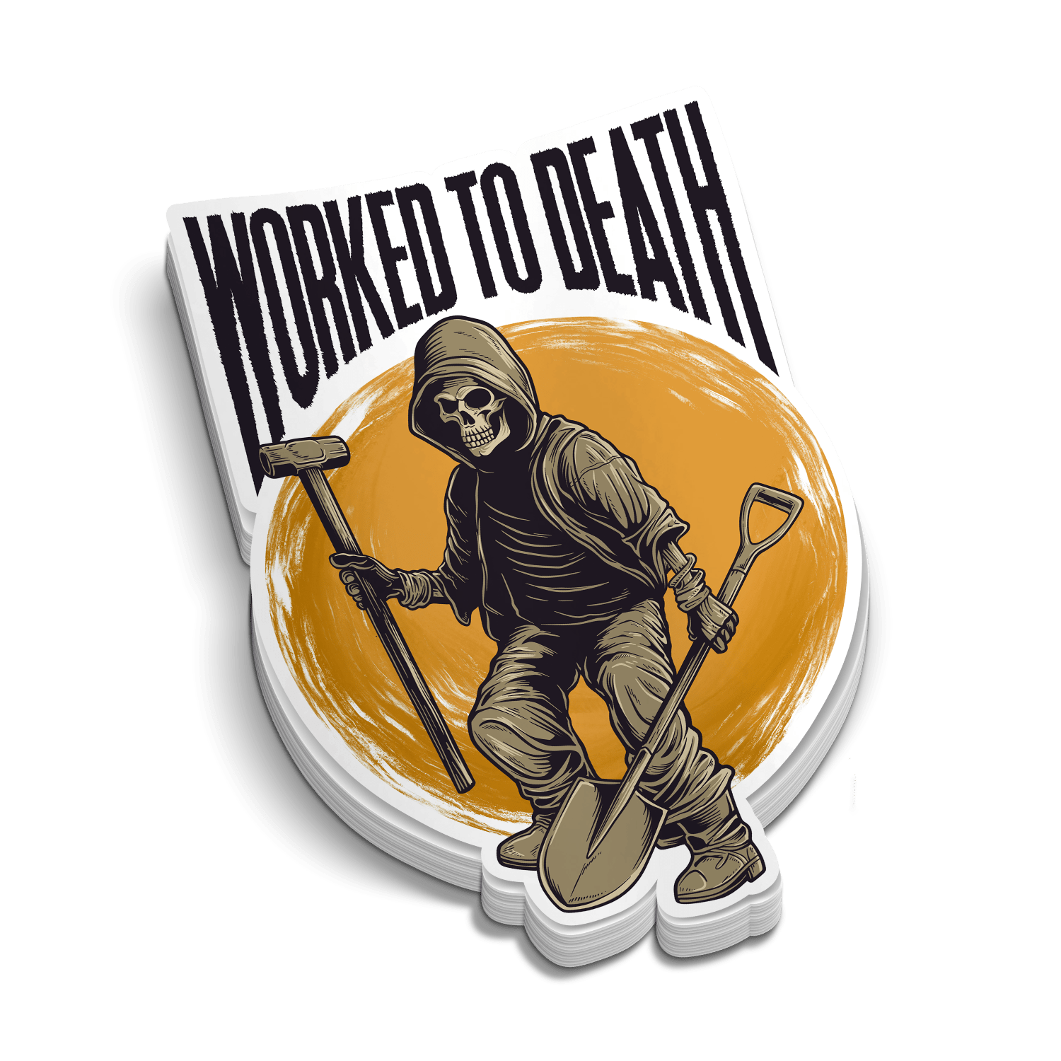 Worked To Death - Hard Hat Sticker - Armed American Supply
