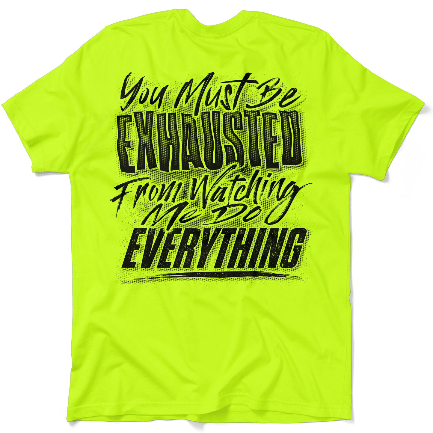 Exhausted - Safety Yellow Pocket T-Shirt - Armed American Supply