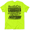 Exhausted - safety yellow pocket t-shirt