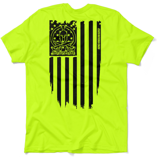 Molon Labe Ghost Flag - Safety Yellow Pocket T-Shirt - Armed American Supply