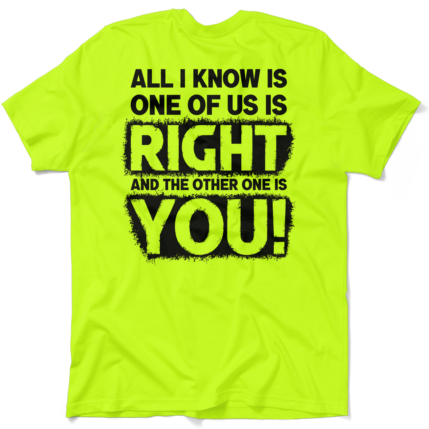 One Of Us Is Right - Safety Yellow T-Shirt