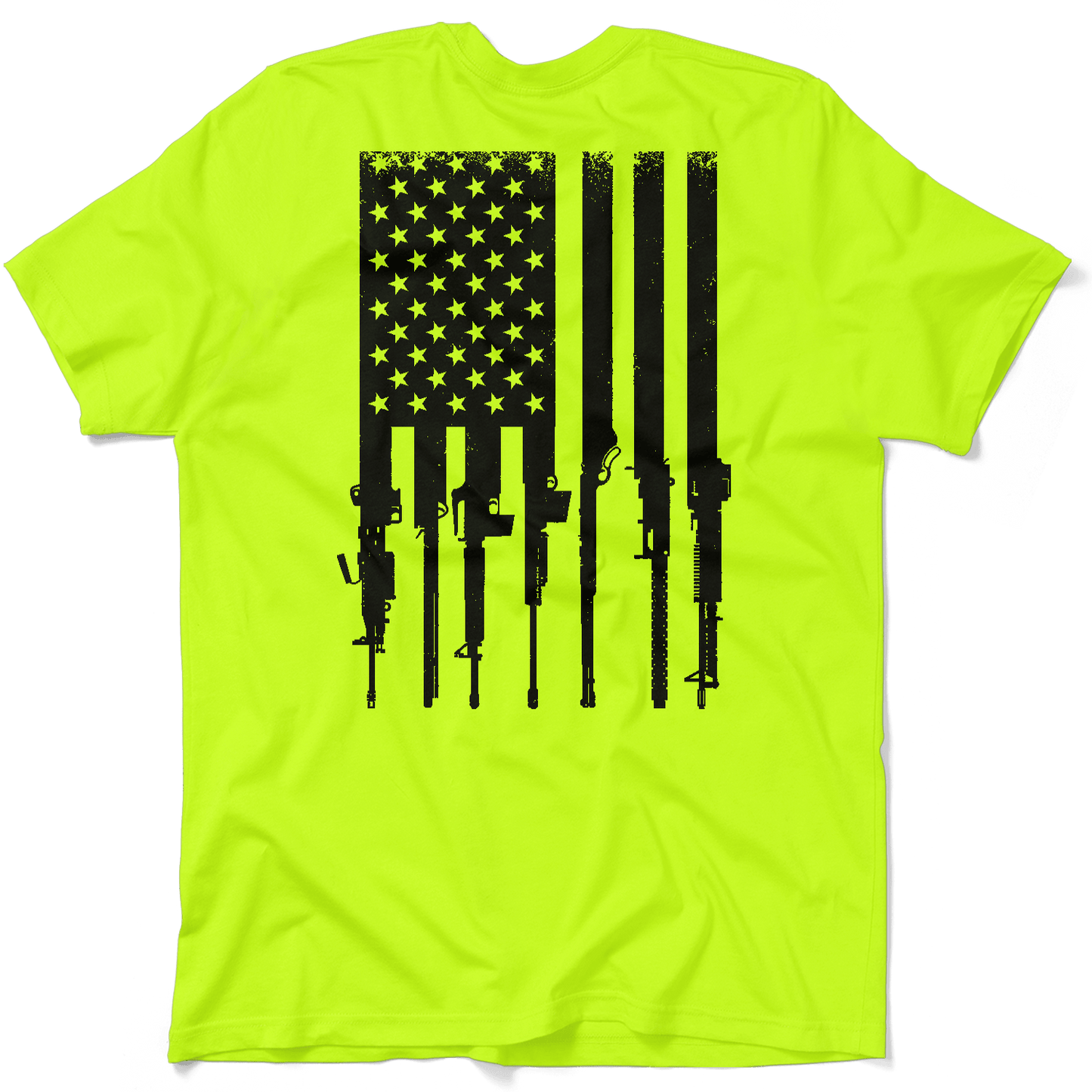 Rifle Flag - Safety Yellow Pocket T-Shirt - Armed American Supply