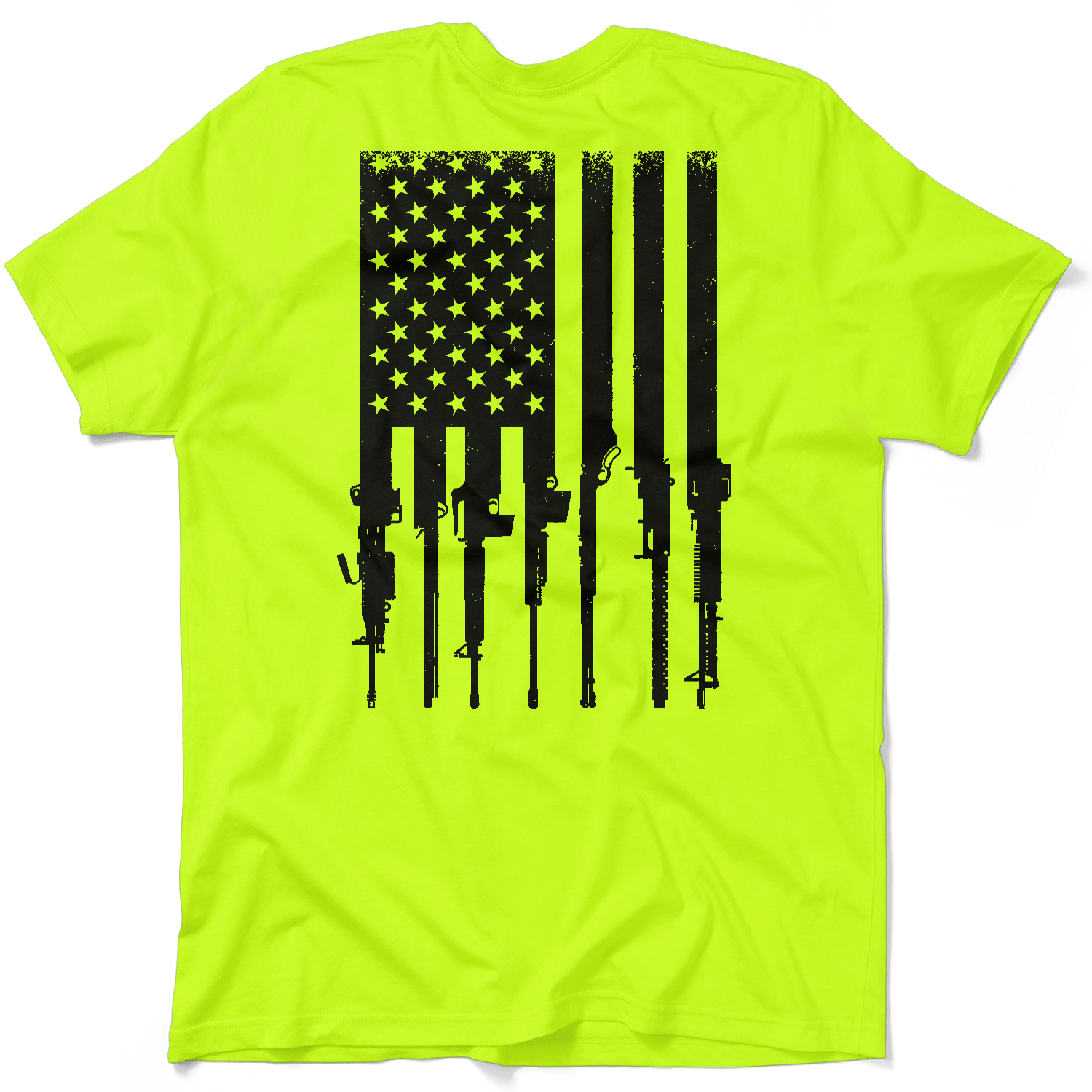 Rifle Flag - Safety Yellow Pocket T-Shirt - Armed American Supply