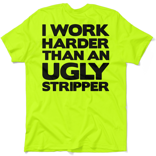Work Harder - Safety Yellow Pocket T-Shirt - Armed American Supply