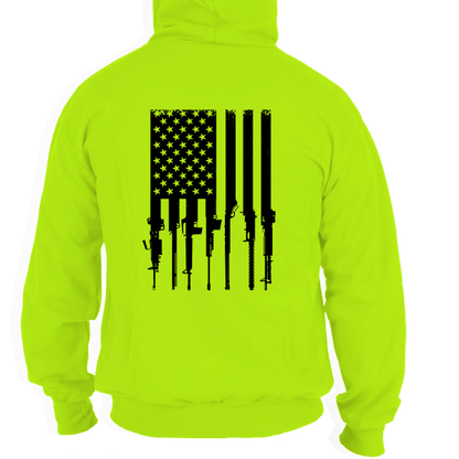 Rifle Flag - Safety Yellow Hi Vis Hoodie - Armed American Supply