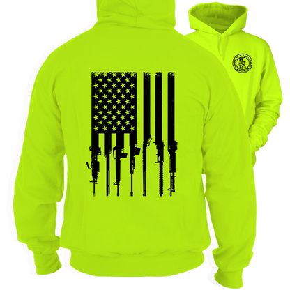 Rifle Flag - Safety Yellow Hi Vis Hoodie - Armed American Supply