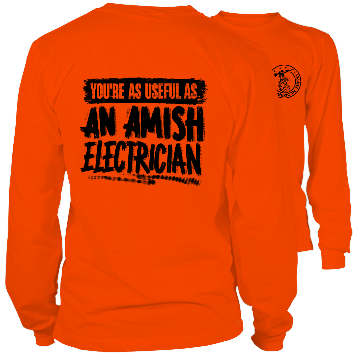 Amish Electrician - Long Sleeve Safety Yellow Hi-Vis T-Shirt