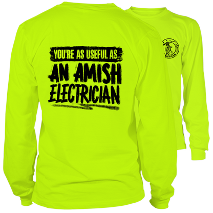 Amish Electrician - Long Sleeve Safety Yellow Hi-Vis T-Shirt