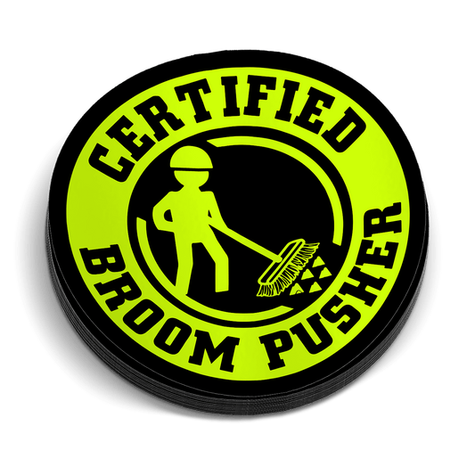 Broom Pusher Hard Hat Decal - Armed American Supply