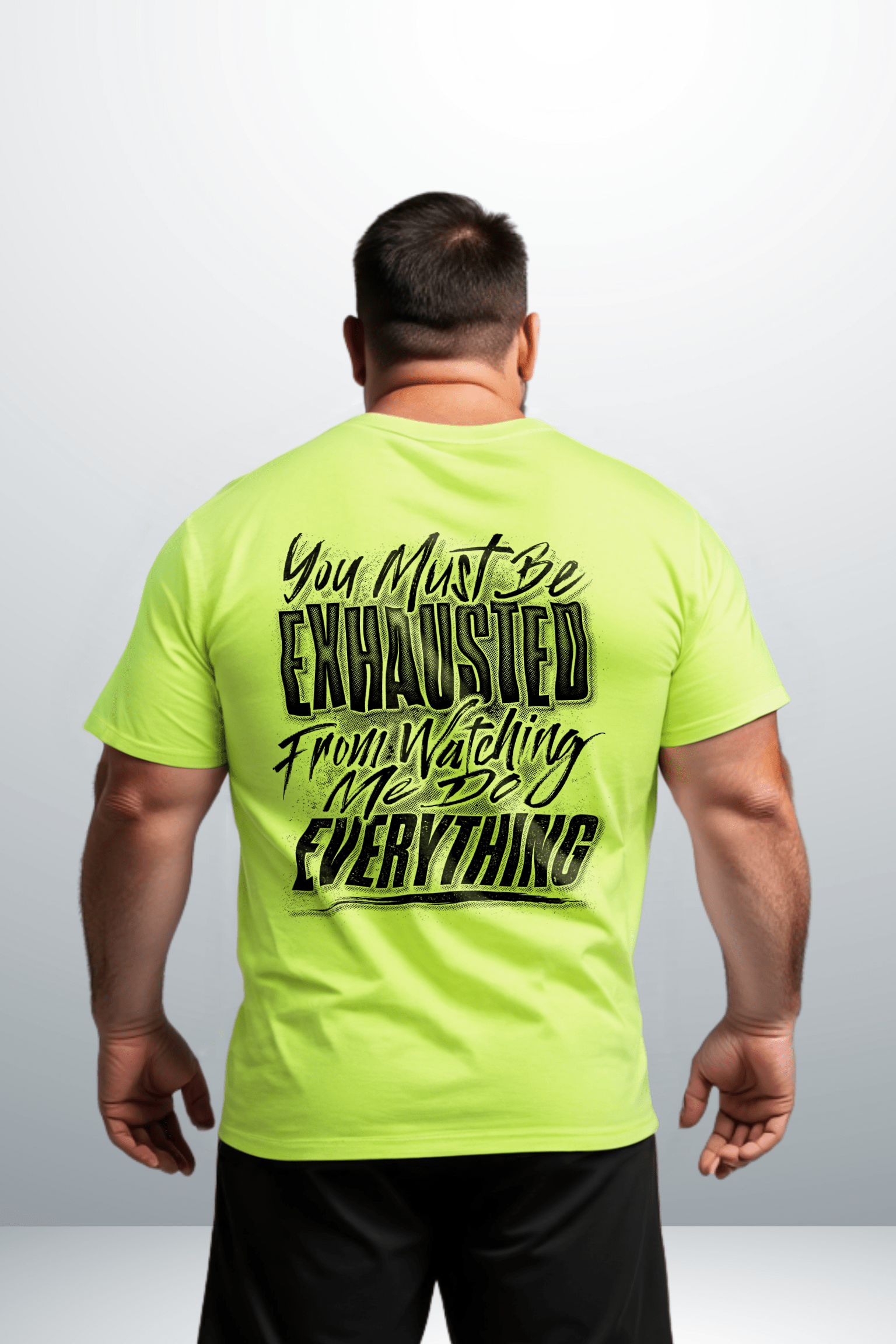 Exhausted - Safety Yellow Pocket T-Shirt - Armed American Supply