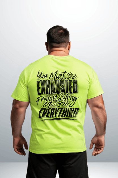 Exhausted - Safety Yellow Pocket T-Shirt - Armed American Supply