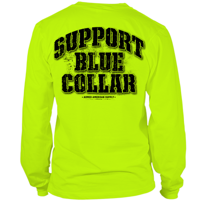 Support Blue Collar - Long Sleeve Hi-Vis T-Shirt