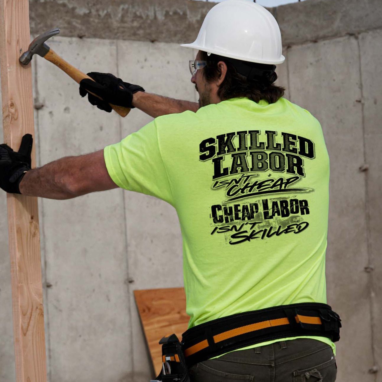 Skilled Labor - Safety Yellow Pocket T-Shirt - Armed American Supply
