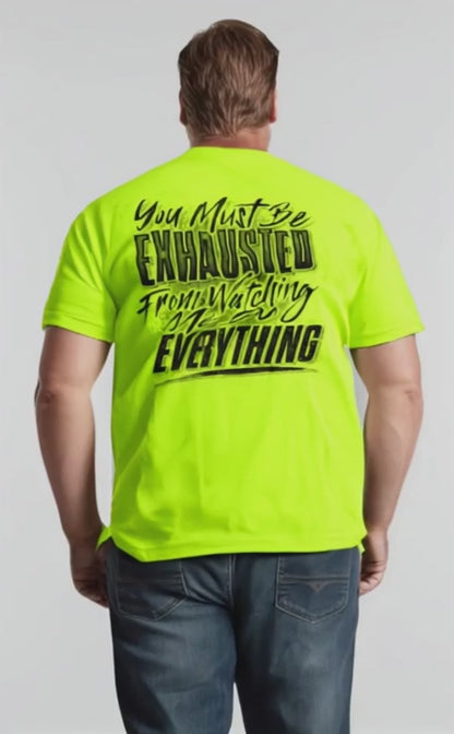 Exhausted - Safety Yellow T-Shirt