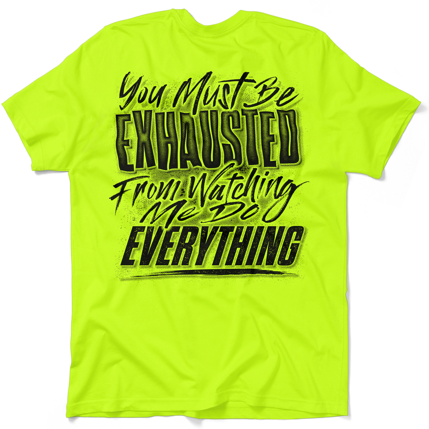 Exhausted - Safety Yellow Pocket T-Shirt - Armed American Supply